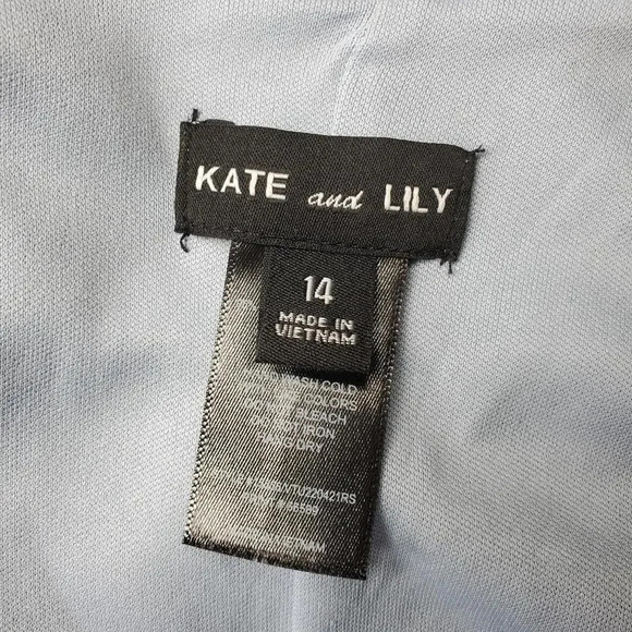 KATE and LILY Size 14 Blue Floral Scoopneck Women's Midi Dress - Picture 2 of 10